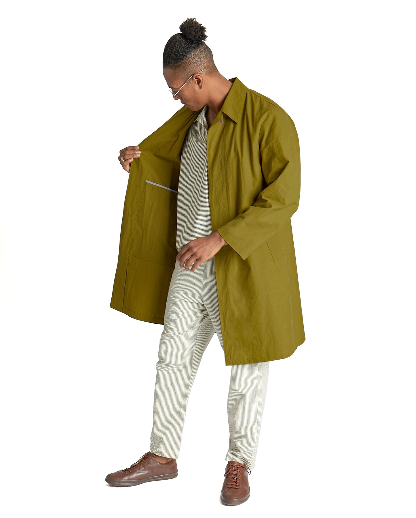 Tyfa Coat - Pea - Coated Cotton