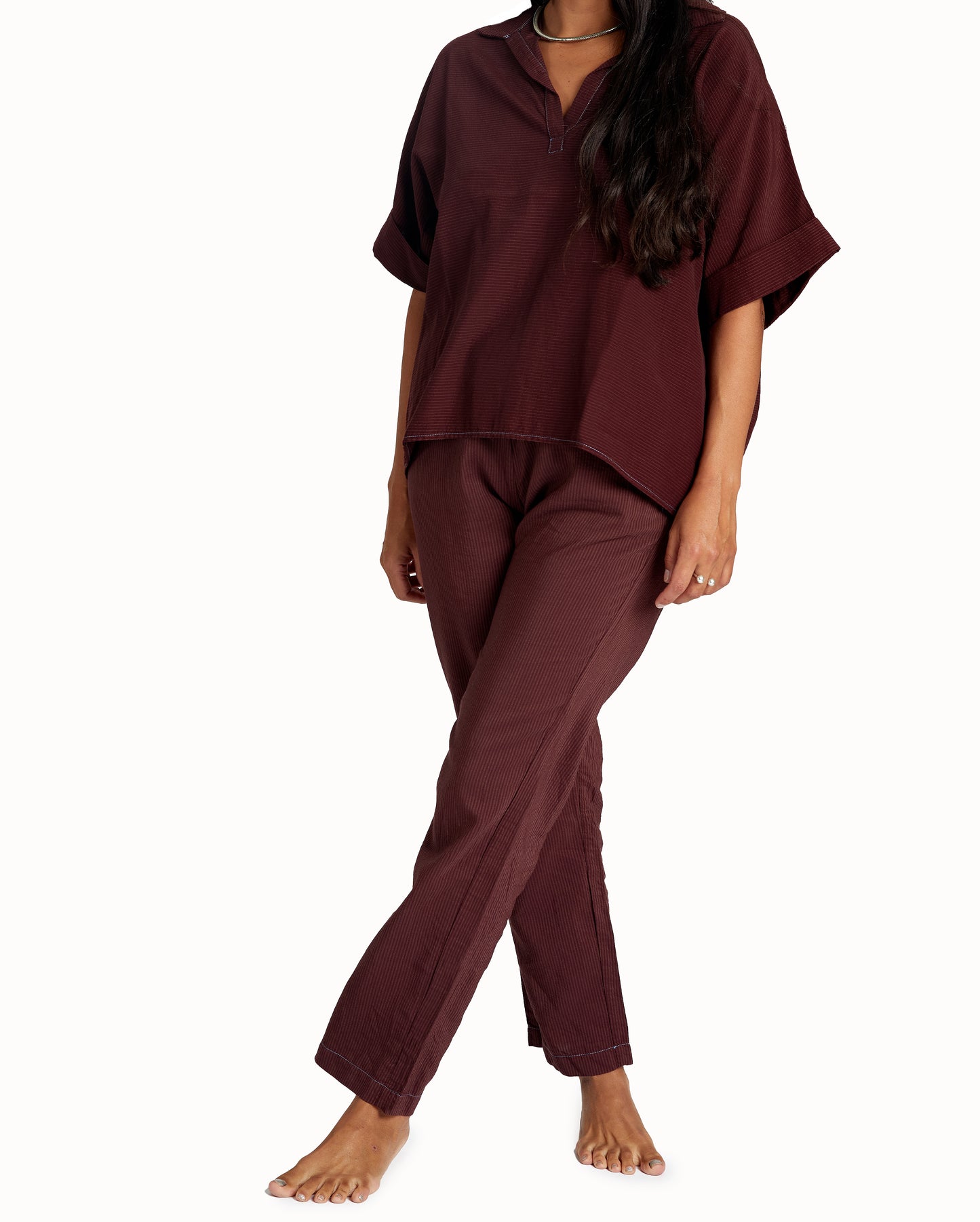 Strausii Pant - Mulberry - Ottoman Stripe