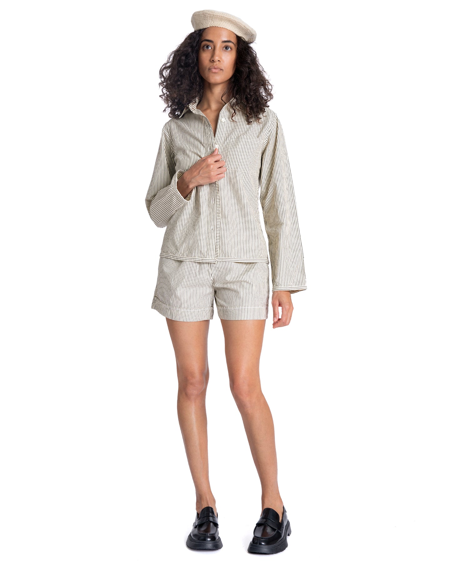 Sami Shirt - Natural - Pencil Stripe