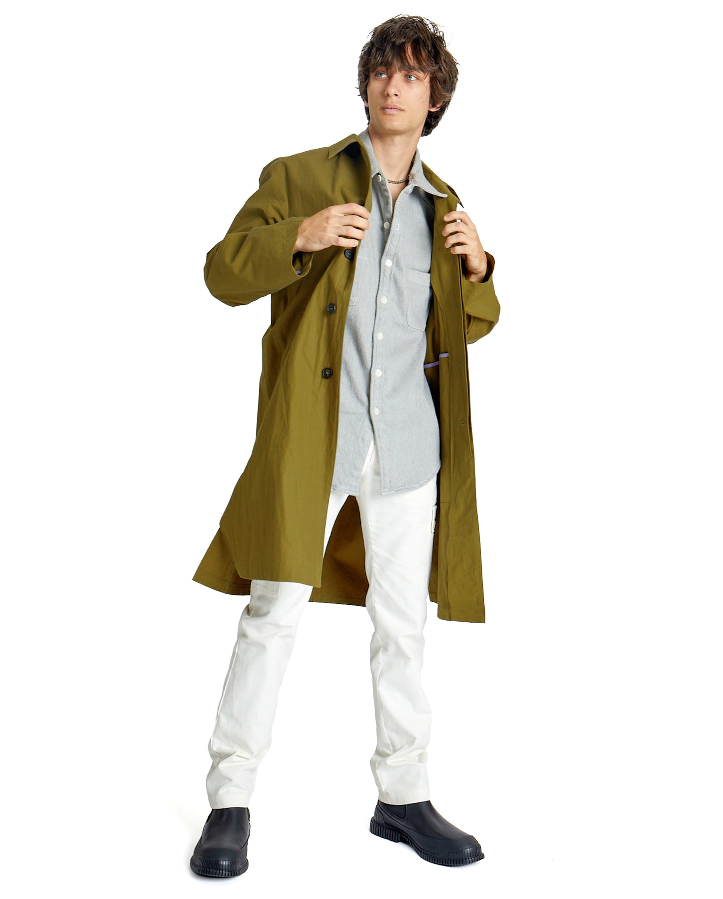Tyfa Coat - Pea - Coated Cotton