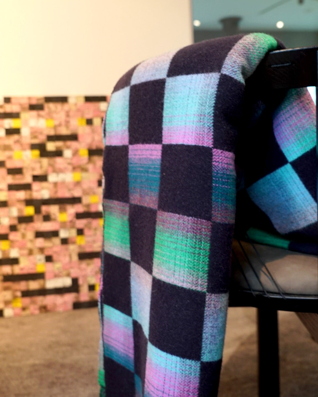 Ama Throw- Midnight - Check Wool