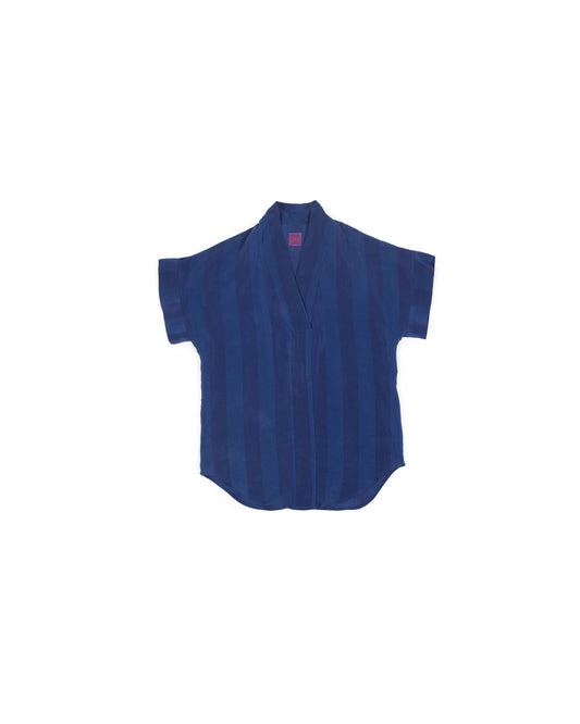 Calla Top - Lake - Shadow Stripe Silk