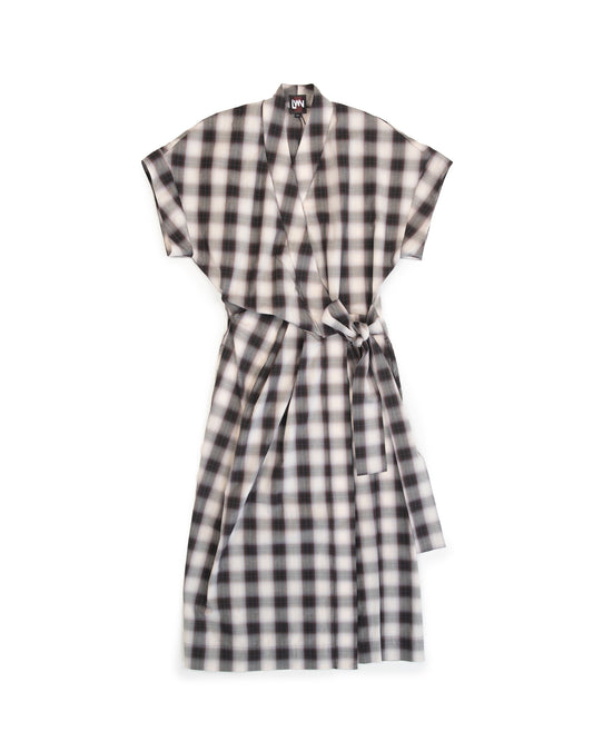 Calla Wrap Dress - Java - Shadow Check Poplin