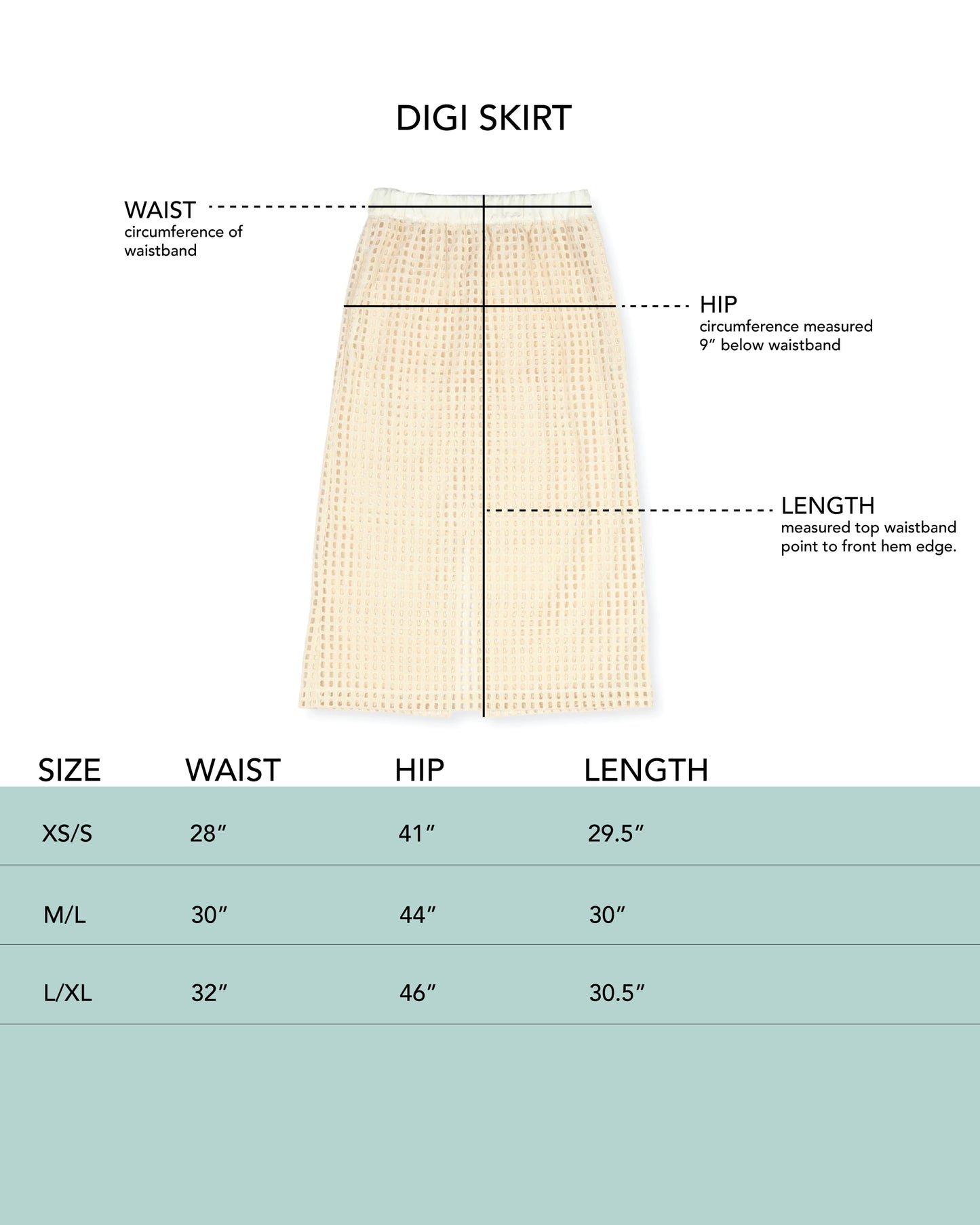 Digi Skirt - Ecru - Grid Eyelet Cotton