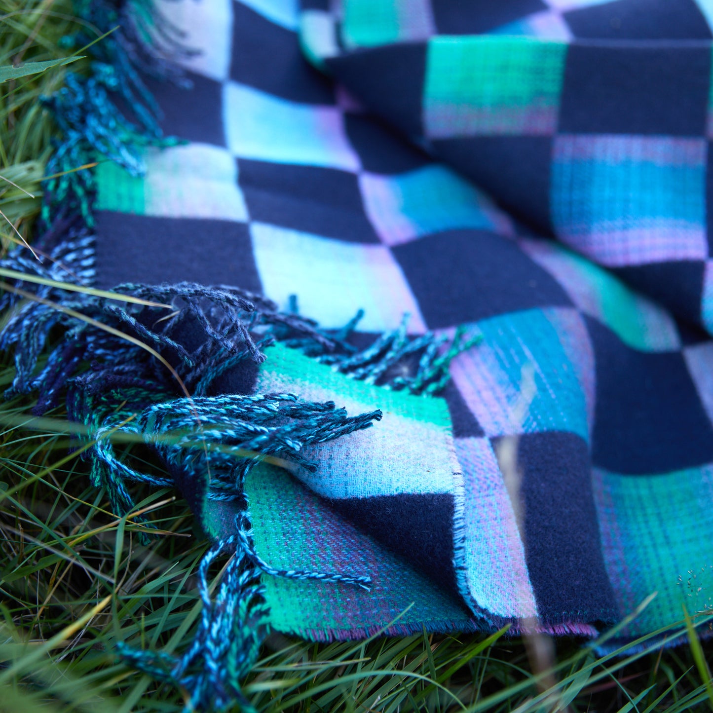 Ama Throw- Midnight - Check Wool