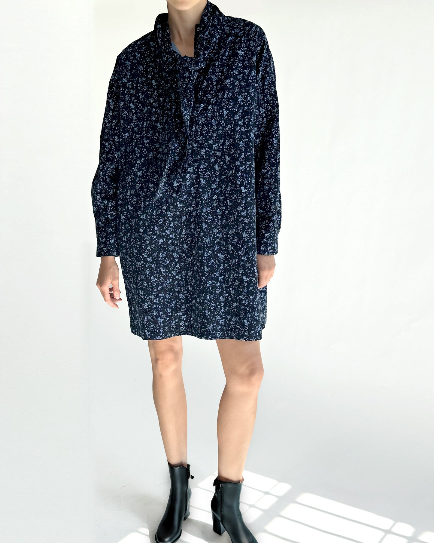 Darly Dress - Borage Floral - Pinwale Corduroy