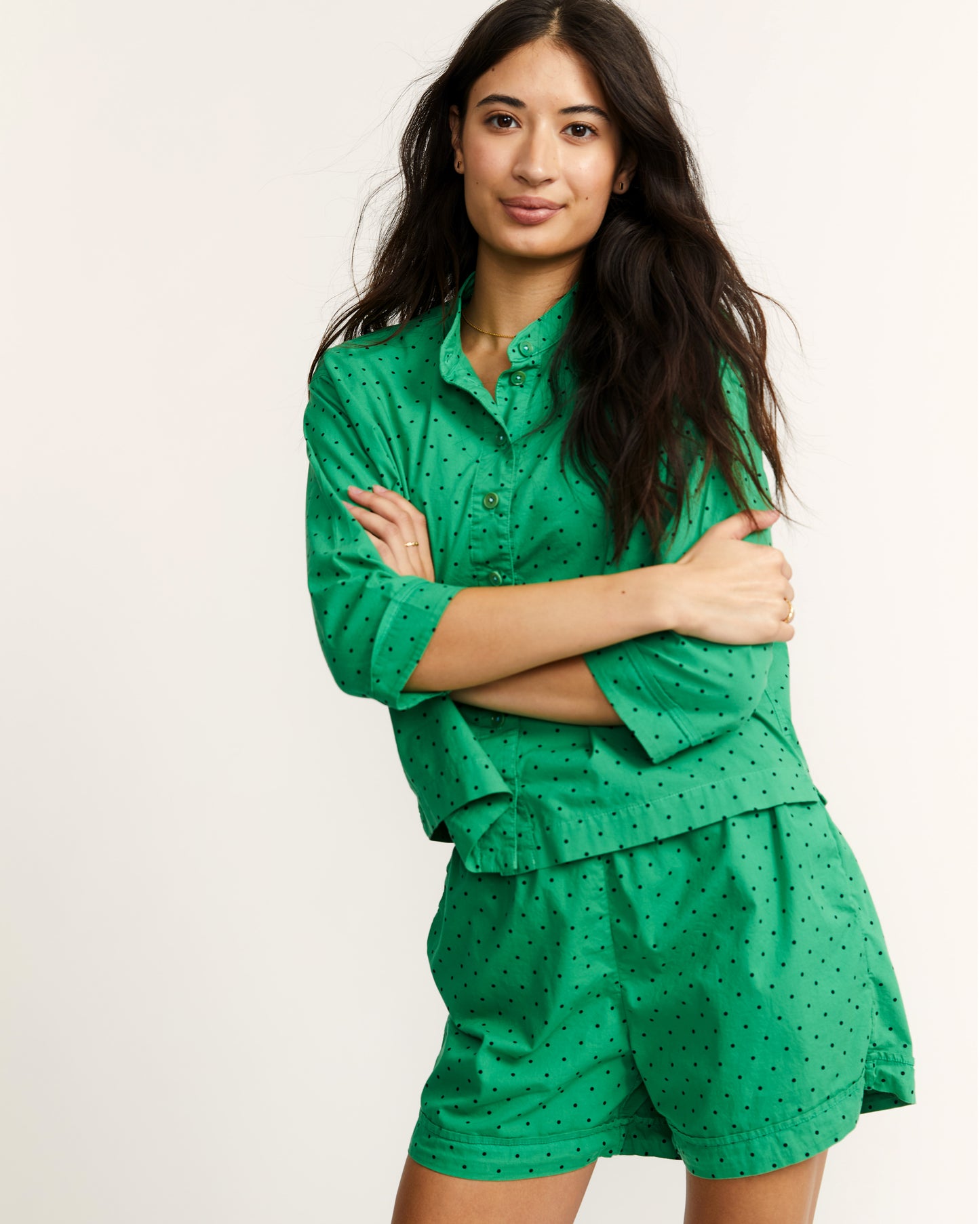 Hawthorn Short - Grass - Dotty Poplin