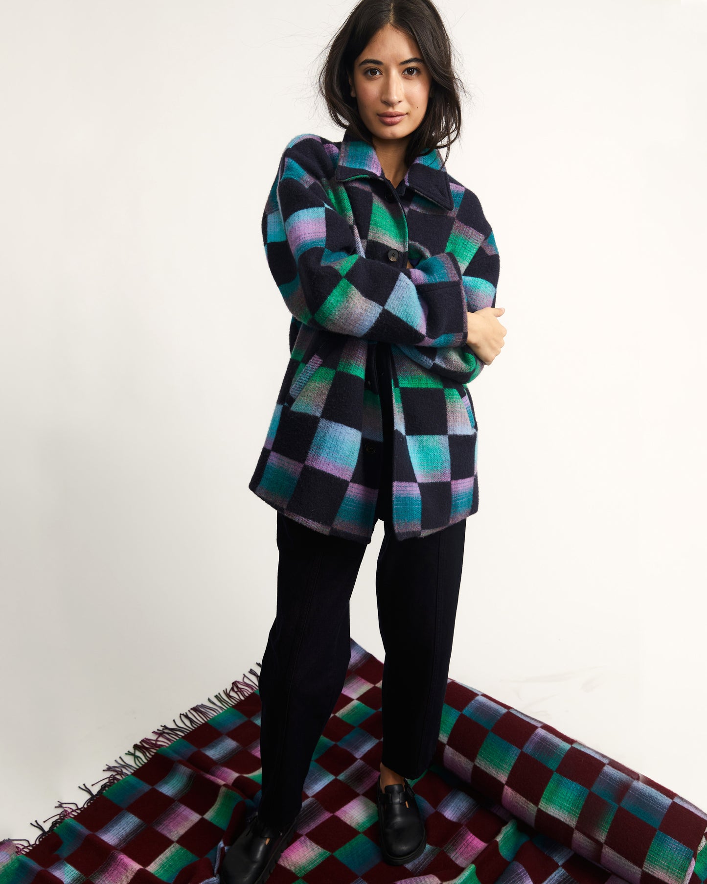 Hoya Coat - Midnight - Check Wool