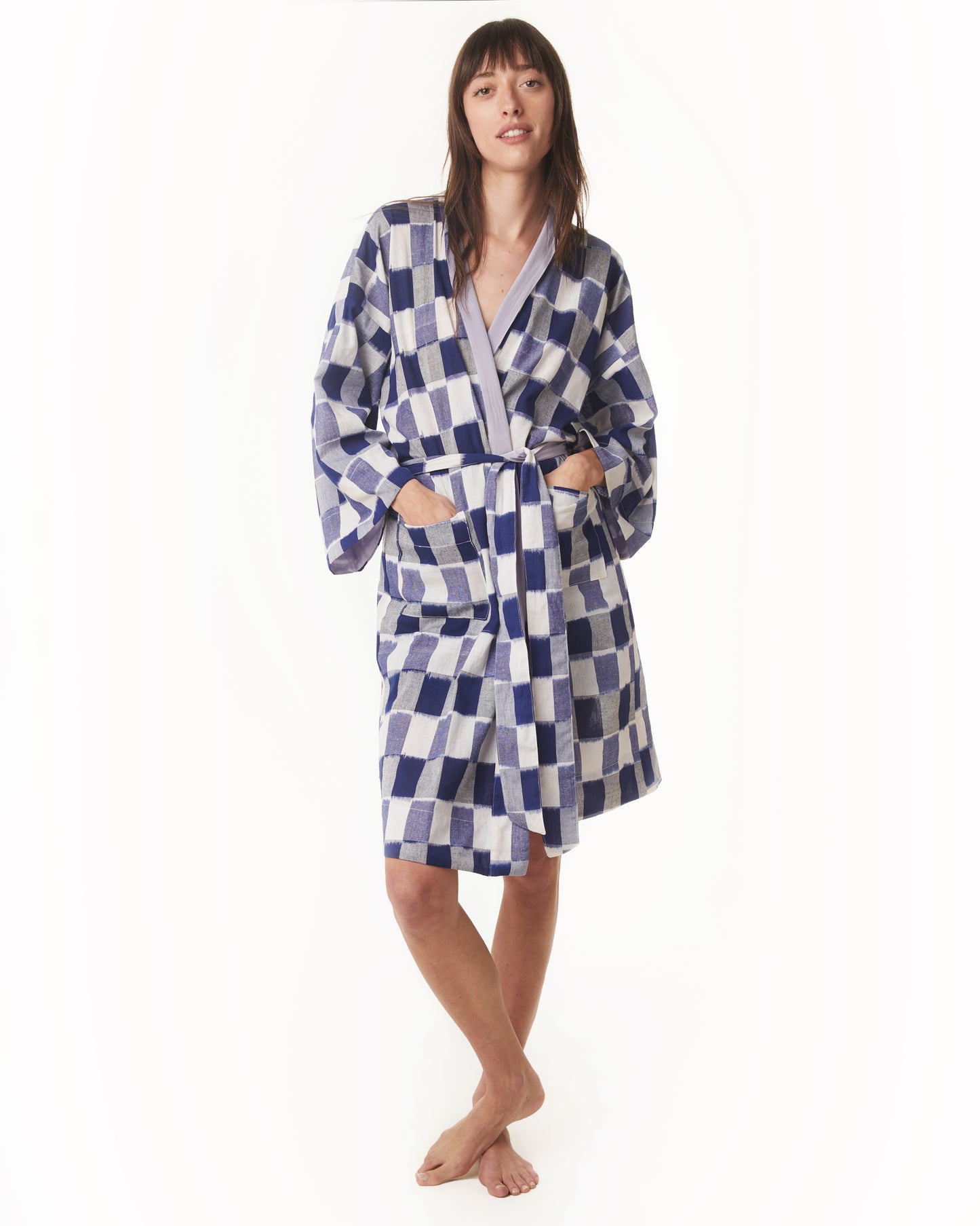 Neri Robe - Lapis - Ikat Check
