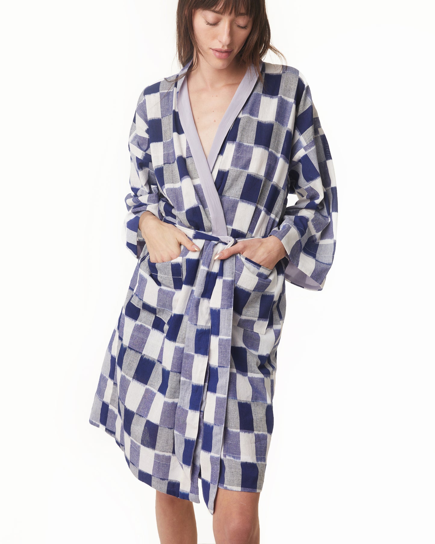 Neri Robe - Lapis - Ikat Check