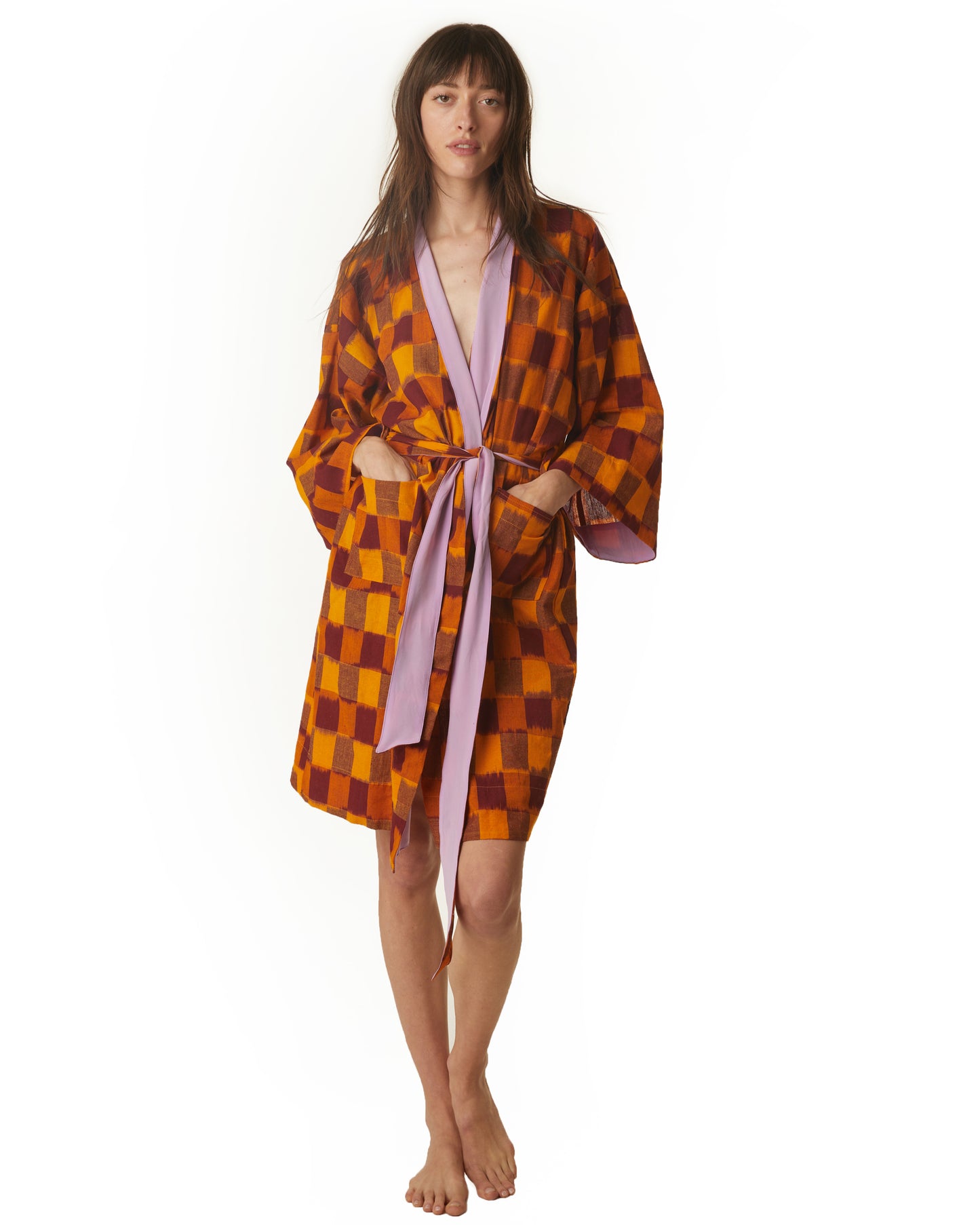 Neri Robe - Marigold - Ikat Check