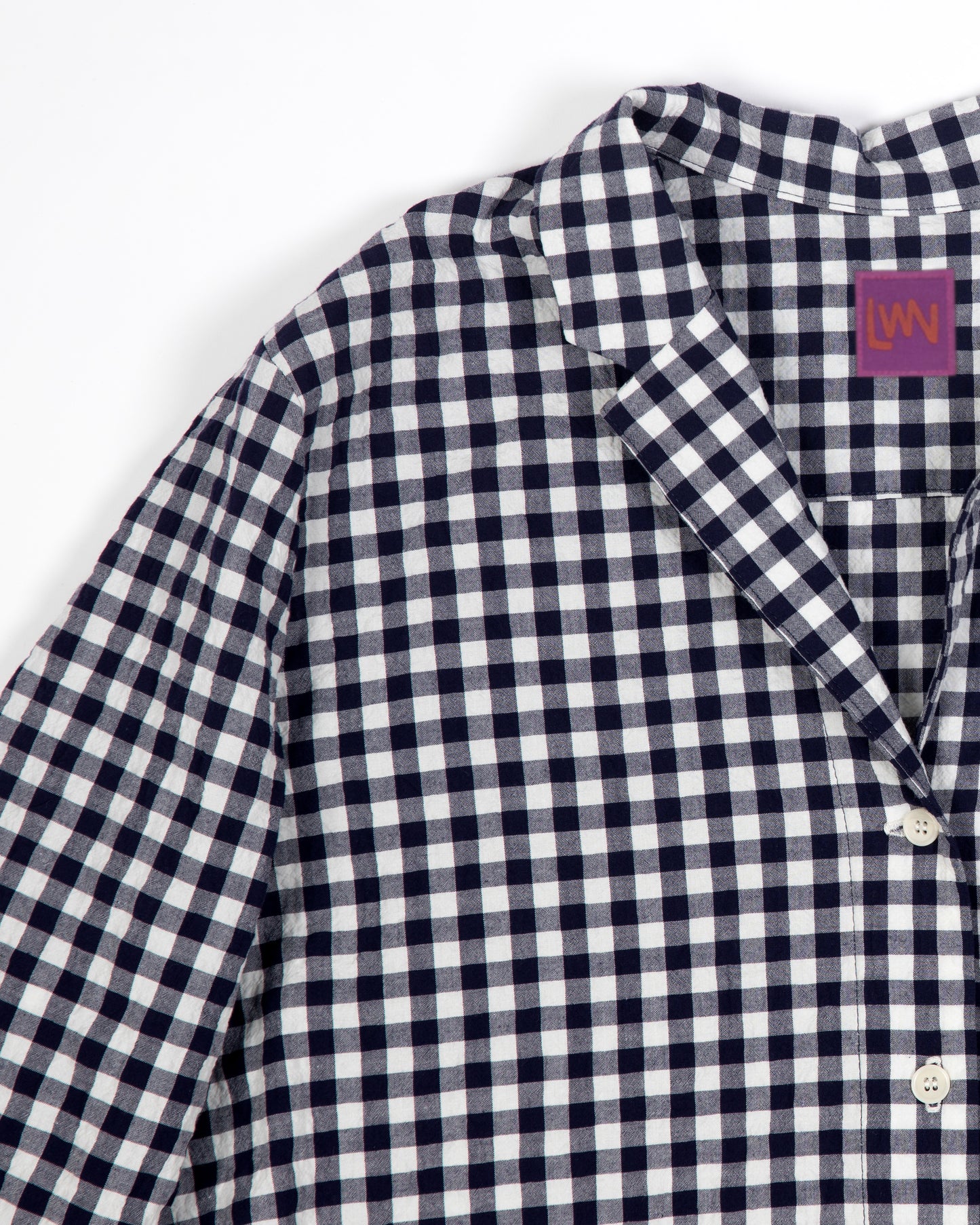 Ivy Shirt - Navy - Gingham Seersucker