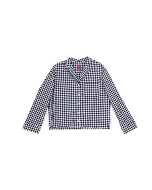 Ivy Shirt - Navy - Gingham Seersucker