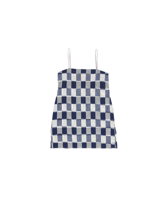 Neri Slip Dress - Lapis - Ikat Check