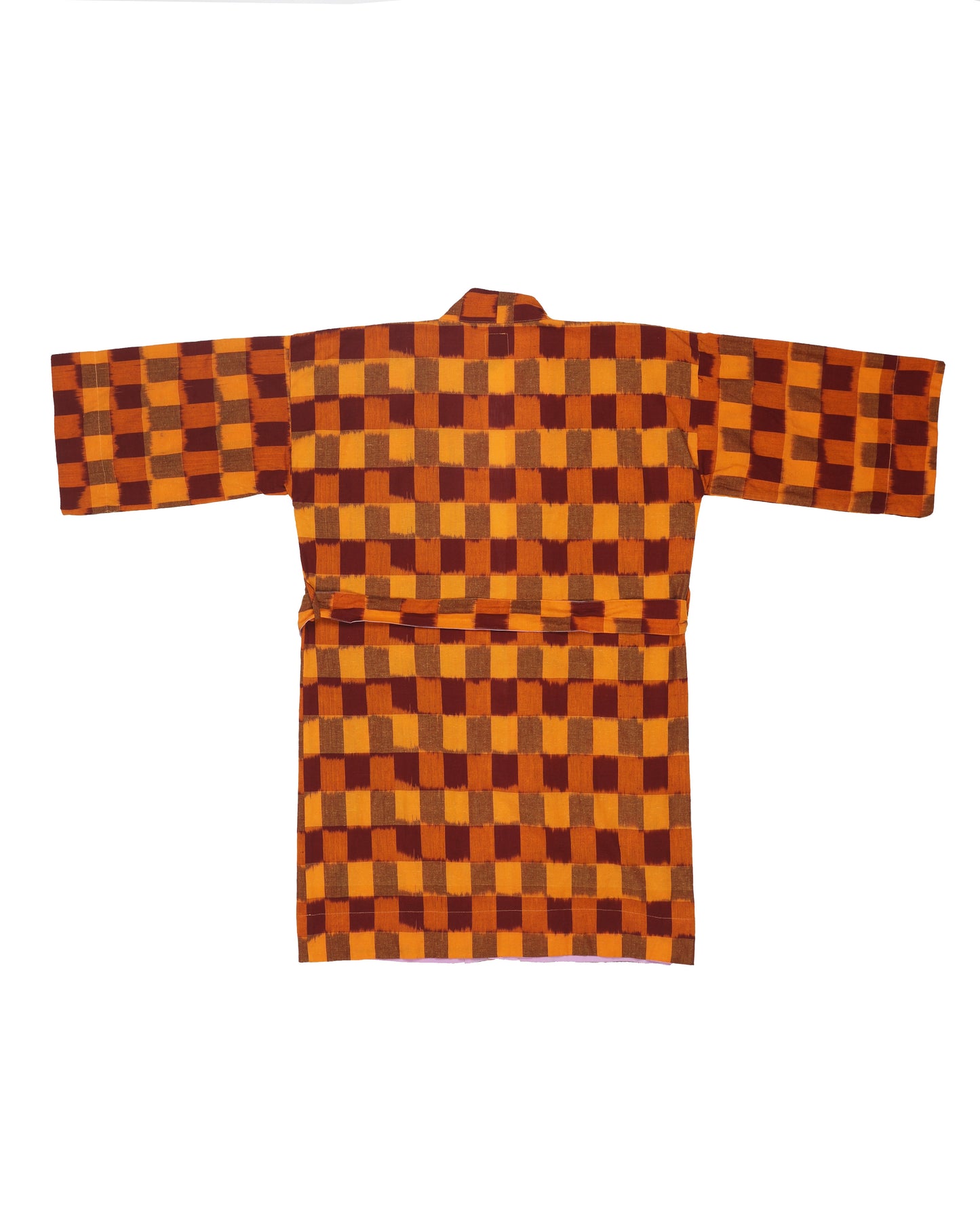 Neri Robe - Marigold - Ikat Check
