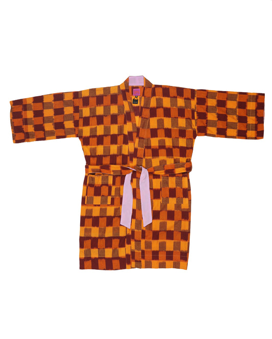 Neri Robe - Marigold - Ikat Check