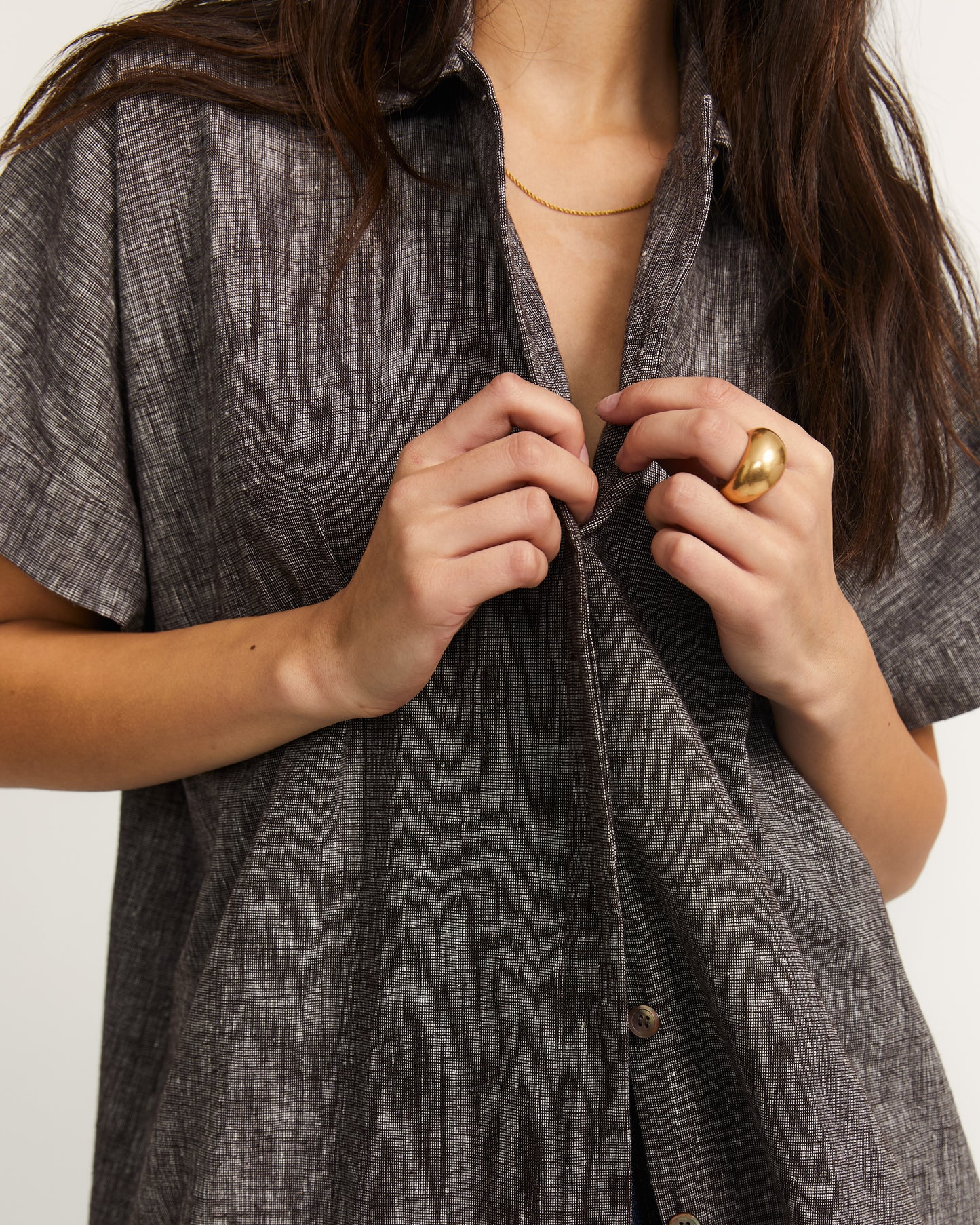 Nou Dress - Chocolate - Cross Hatch Linen