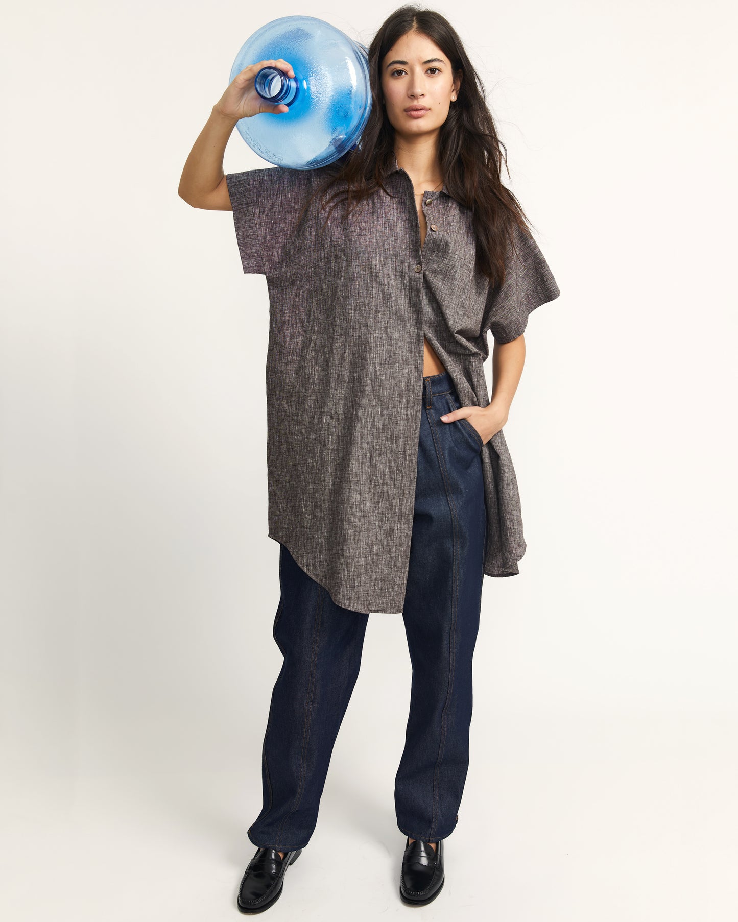 Nou Dress - Chocolate - Cross Hatch Linen