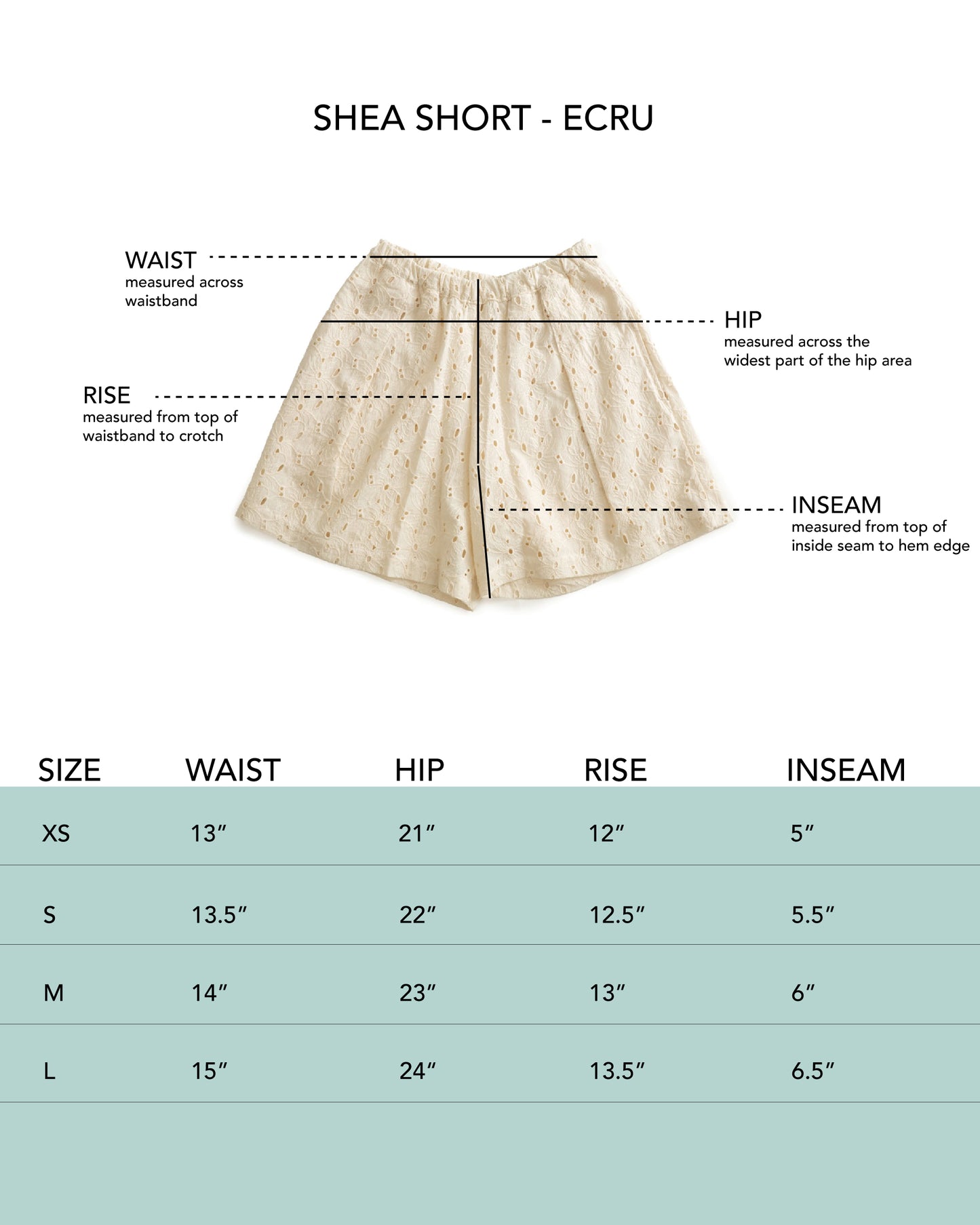 Shea Short - Ecru - Flower Broidery