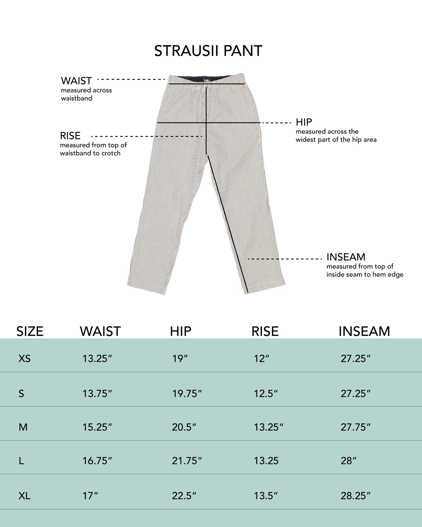 Strausii Pant - Dark Teal - Pencil Stripe