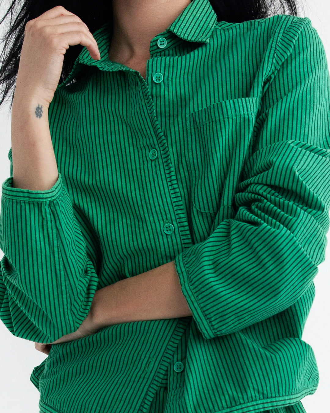 Sami Shirt - Grass - Pencil Stripe