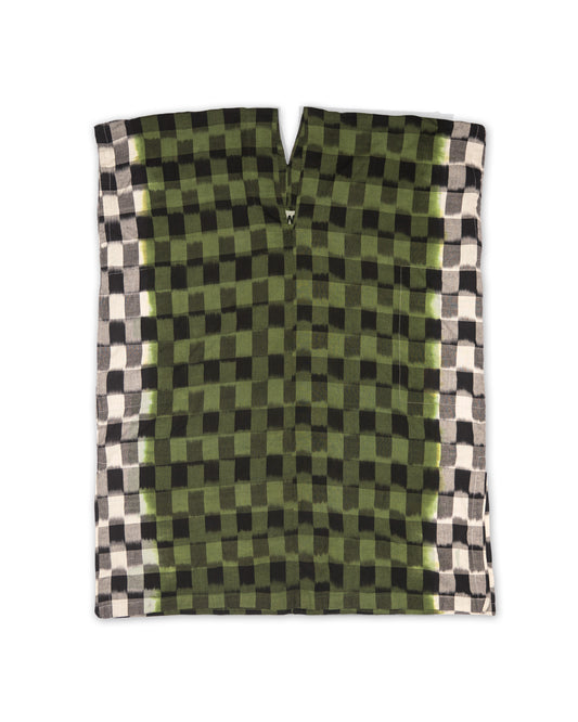 Sello Caftan - Chive Dip Dye - Ikat Check