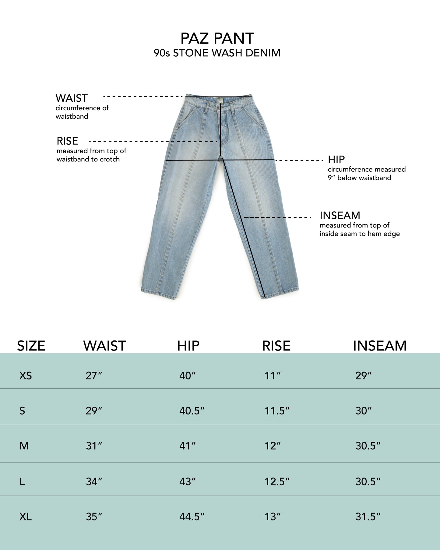 Paz Pant - 90s Stonewash - Rigid Denim