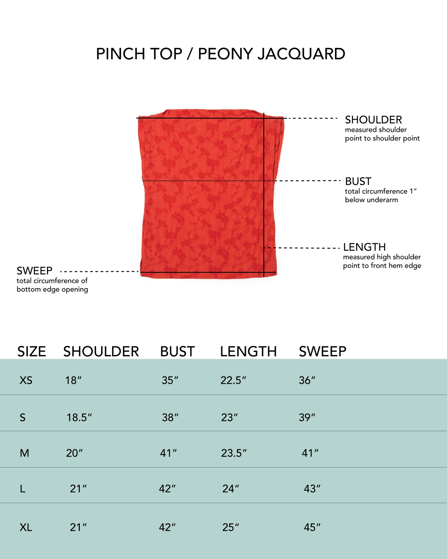 Pinch Top - Flame - Floral Jacquard