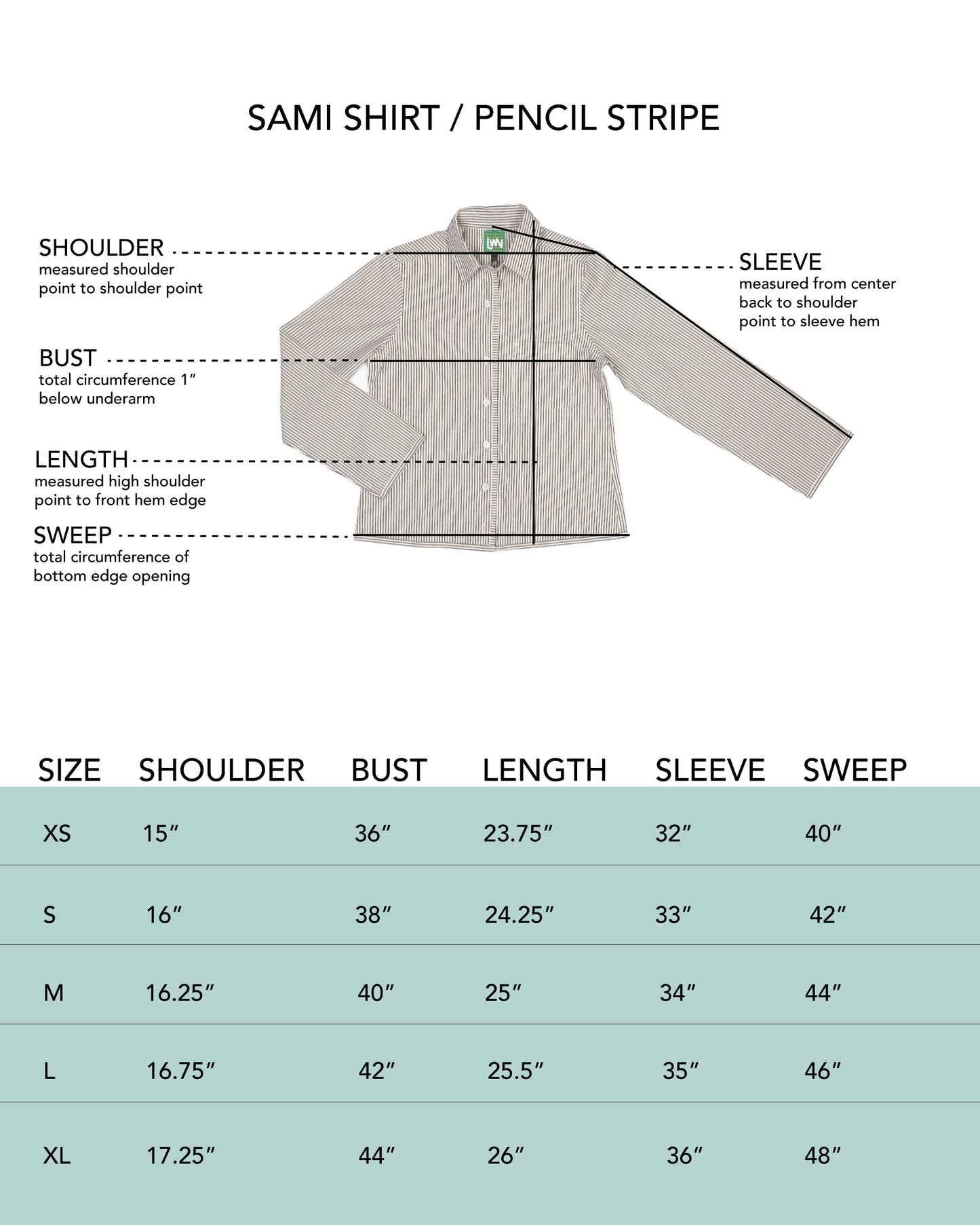 Sami Shirt - Dark Teal - Pencil Stripe