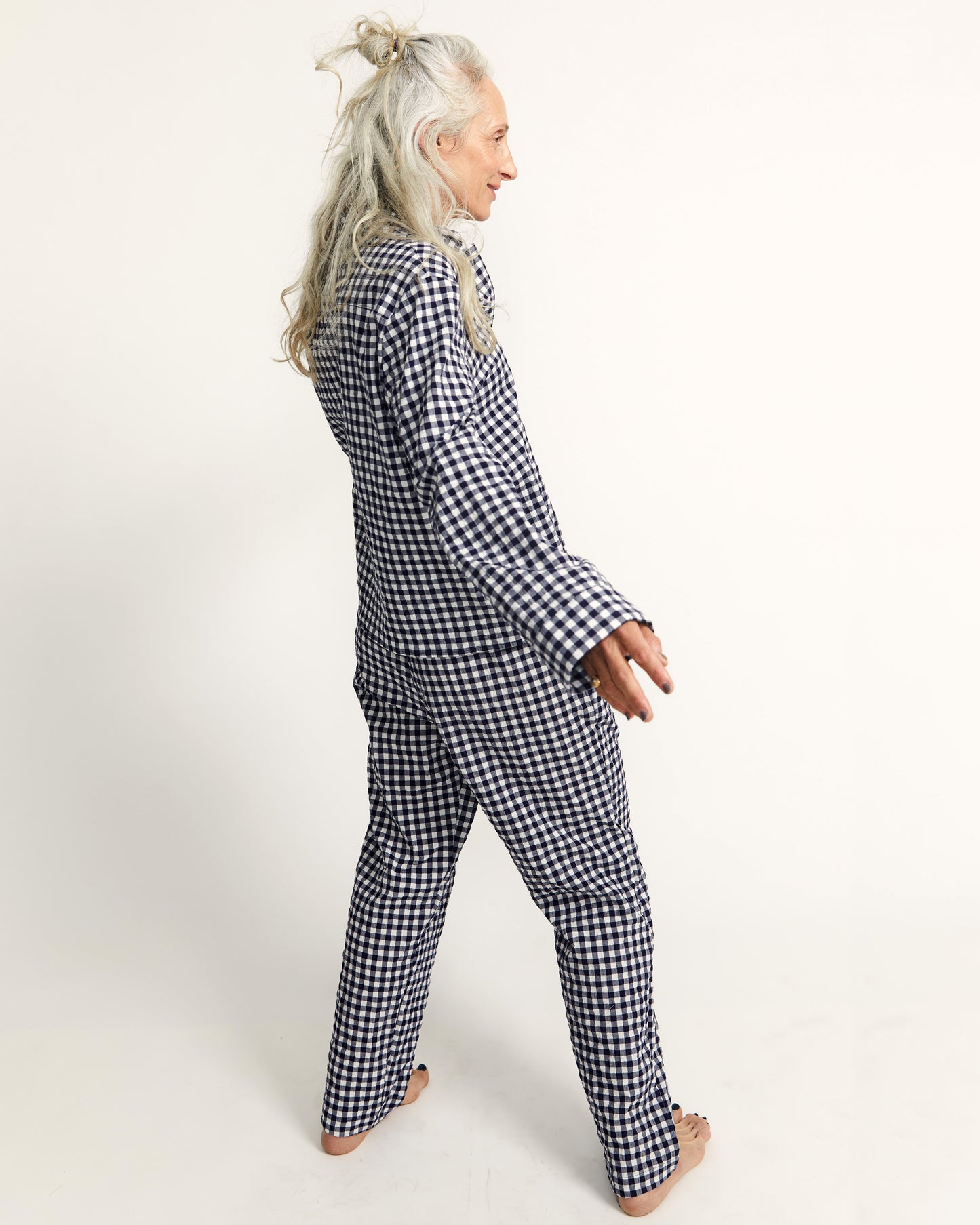Strausii Pant - Navy - Gingham Seersucker