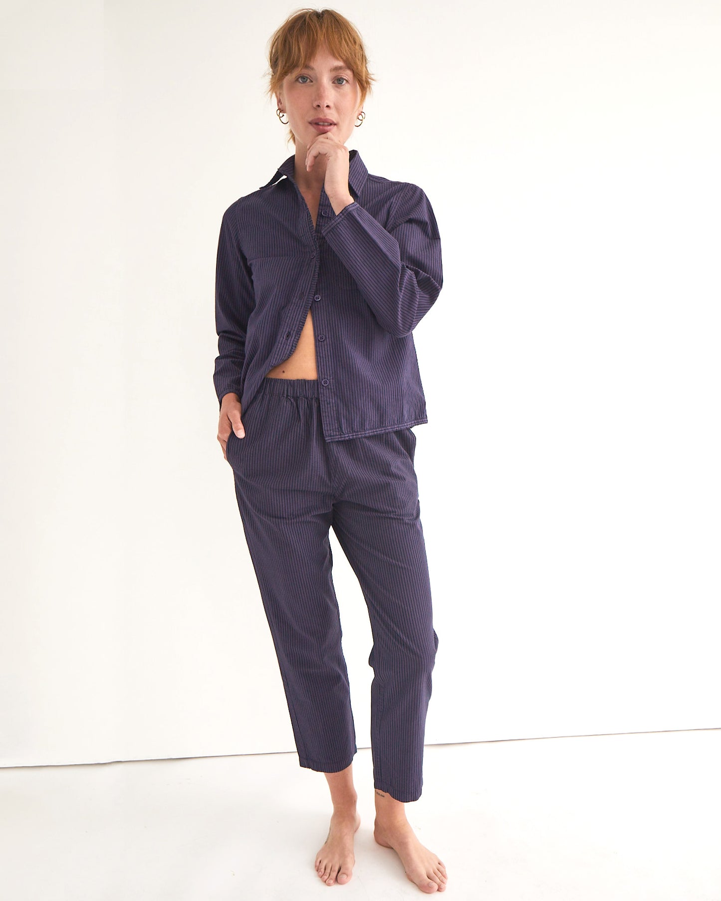 Strausii Pant - Midnight - Pencil Stripe