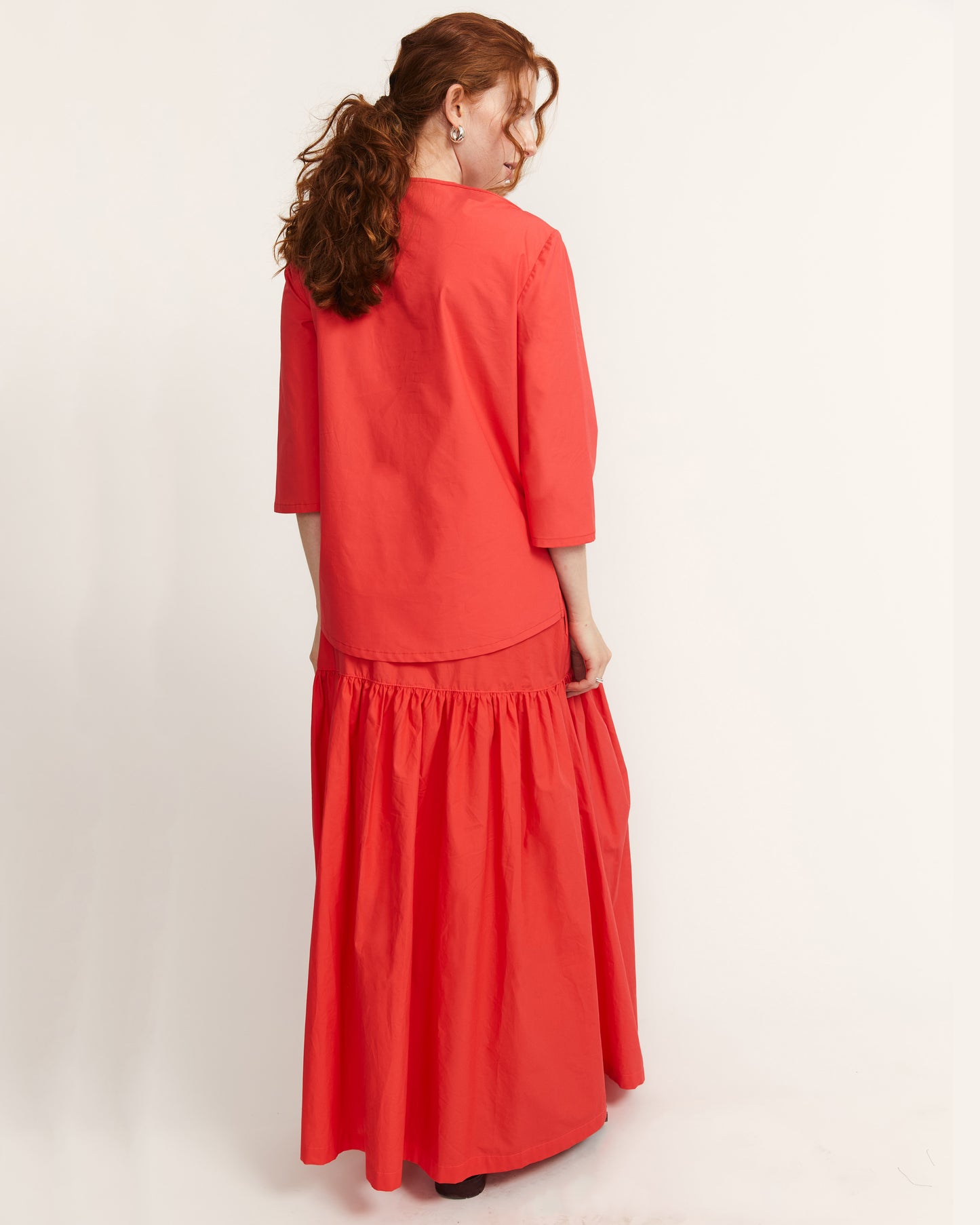 Talis Skirt - Candy Red - Typewriter Poplin