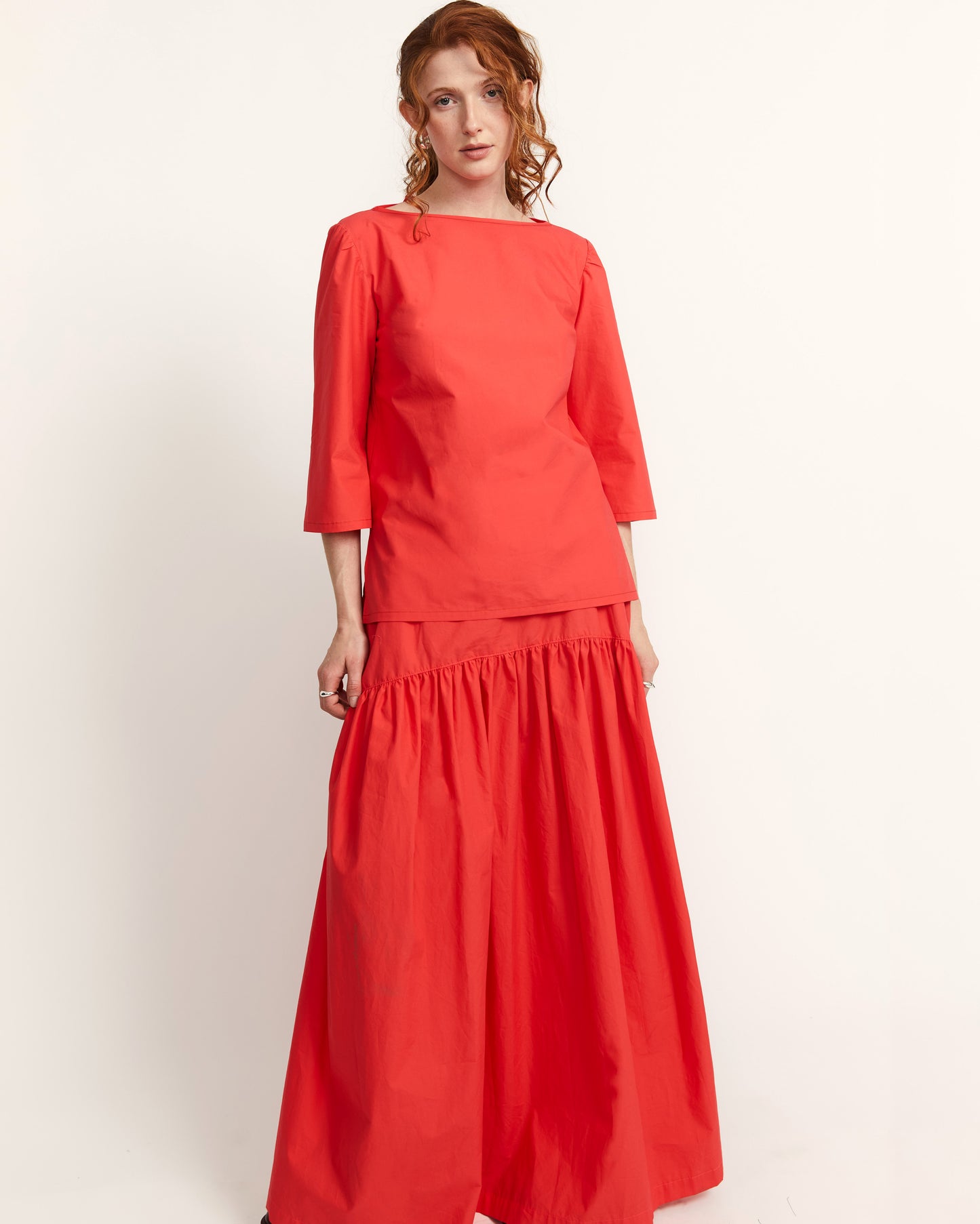 Talis Skirt - Candy Red - Typewriter Poplin