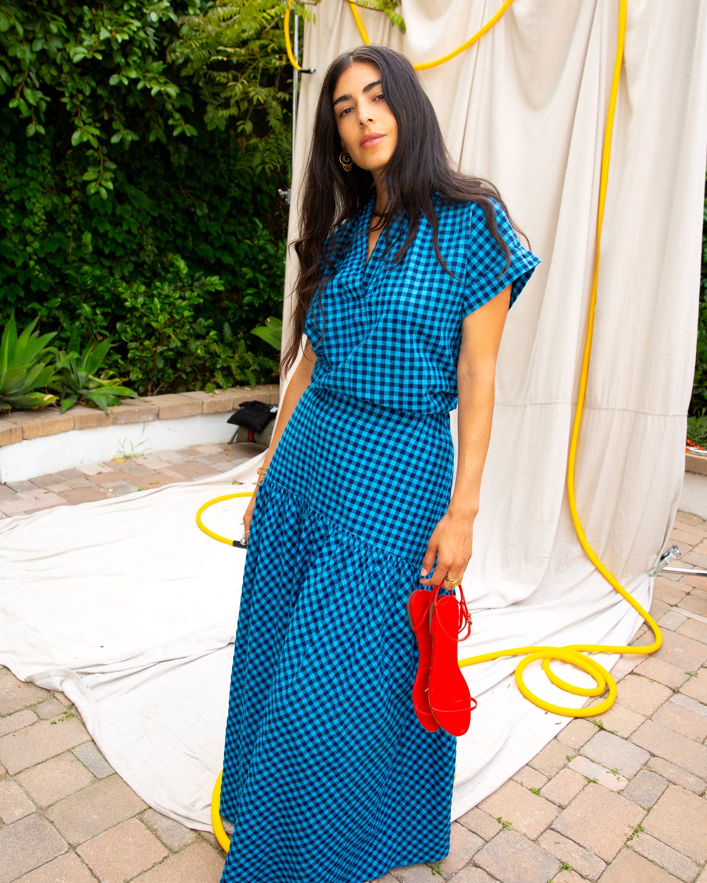 Talis Skirt - Parrot - Gingham Seersucker