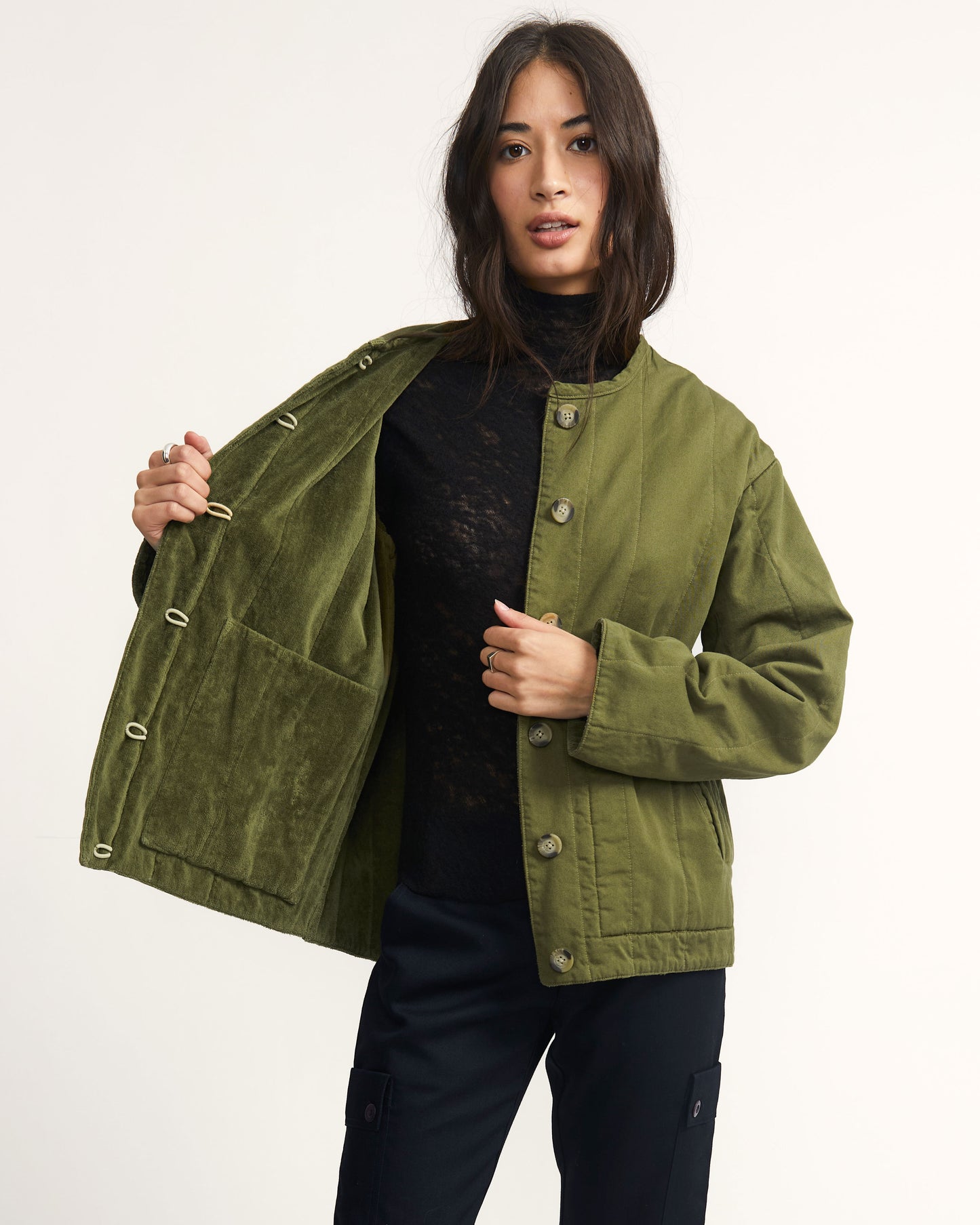 Tula Jacket - Olive - Cotton Velvet Terry