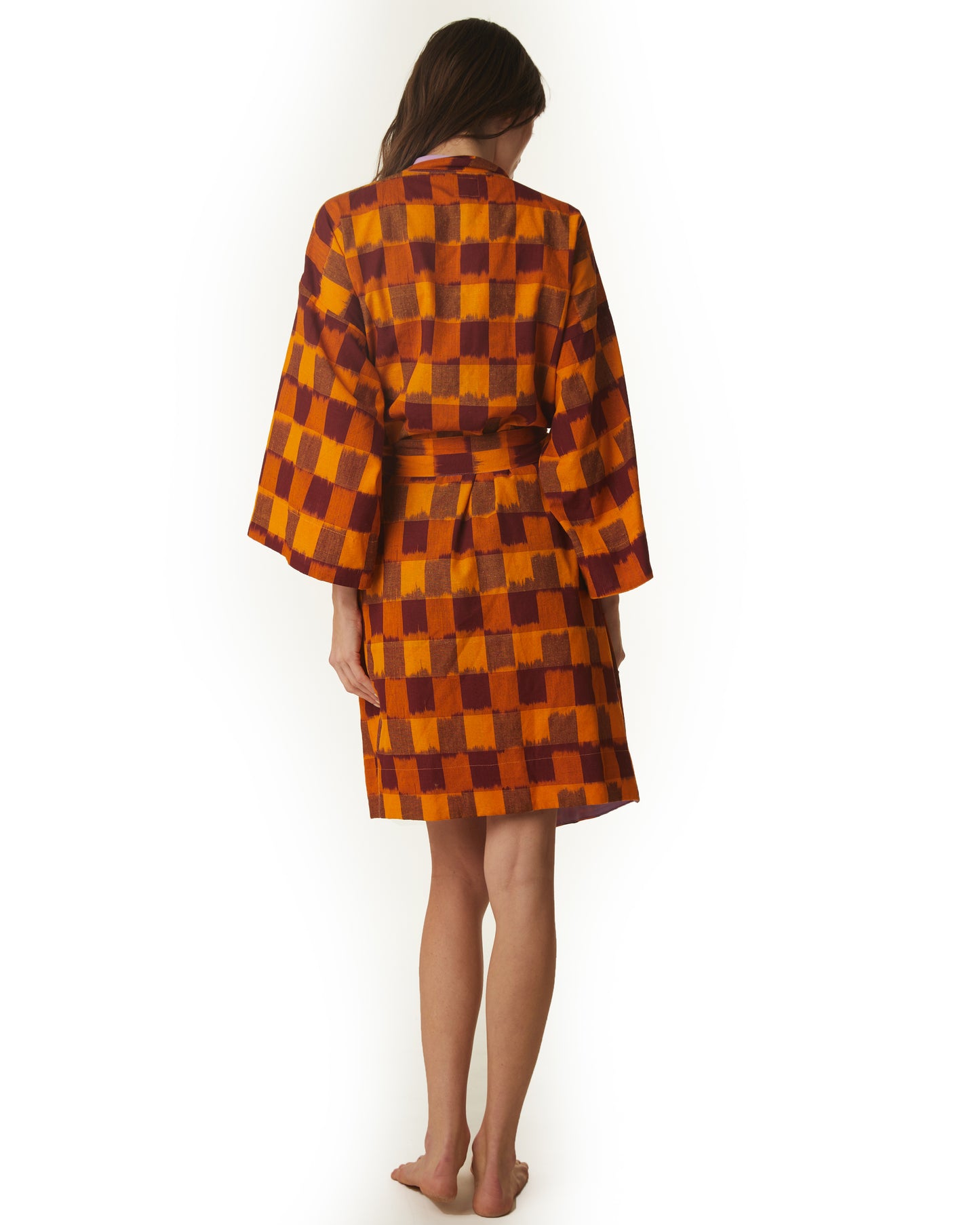 Neri Robe - Marigold - Ikat Check