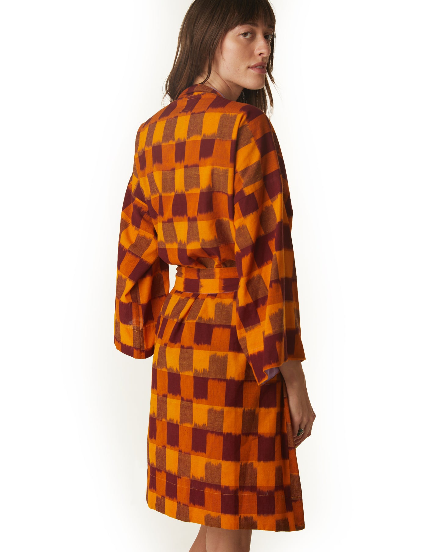 Neri Robe - Marigold - Ikat Check
