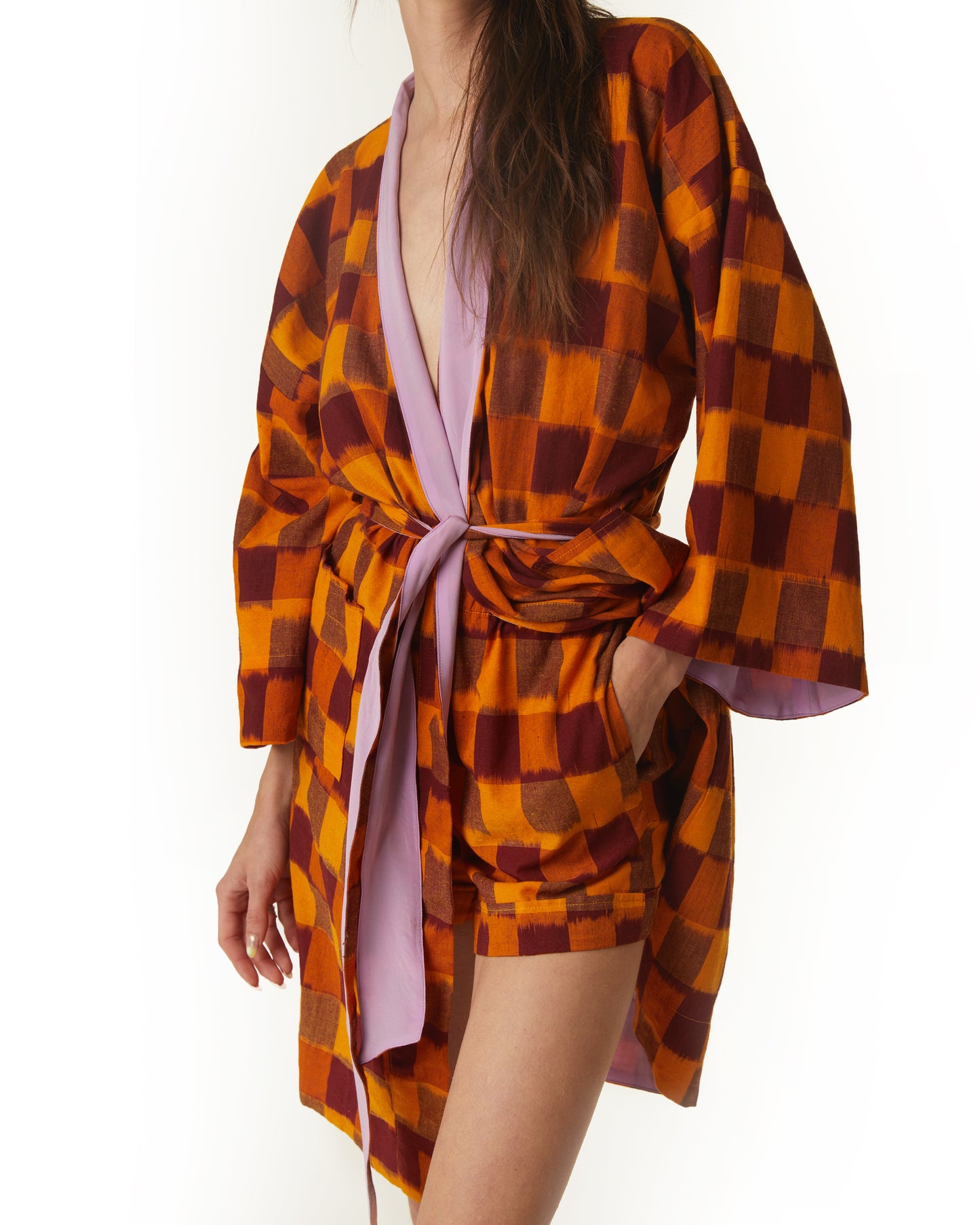 Neri Robe - Marigold - Ikat Check