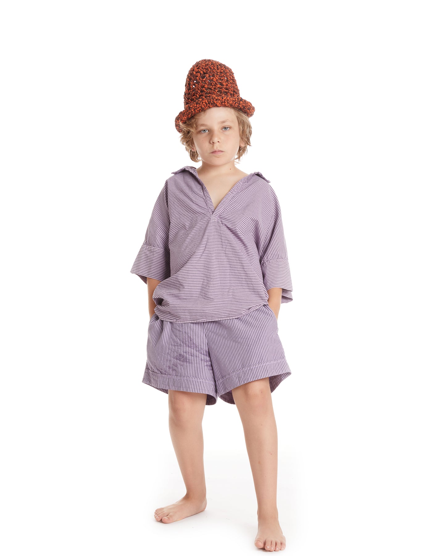 Mugho Top - Lavender - Pencil Stripe