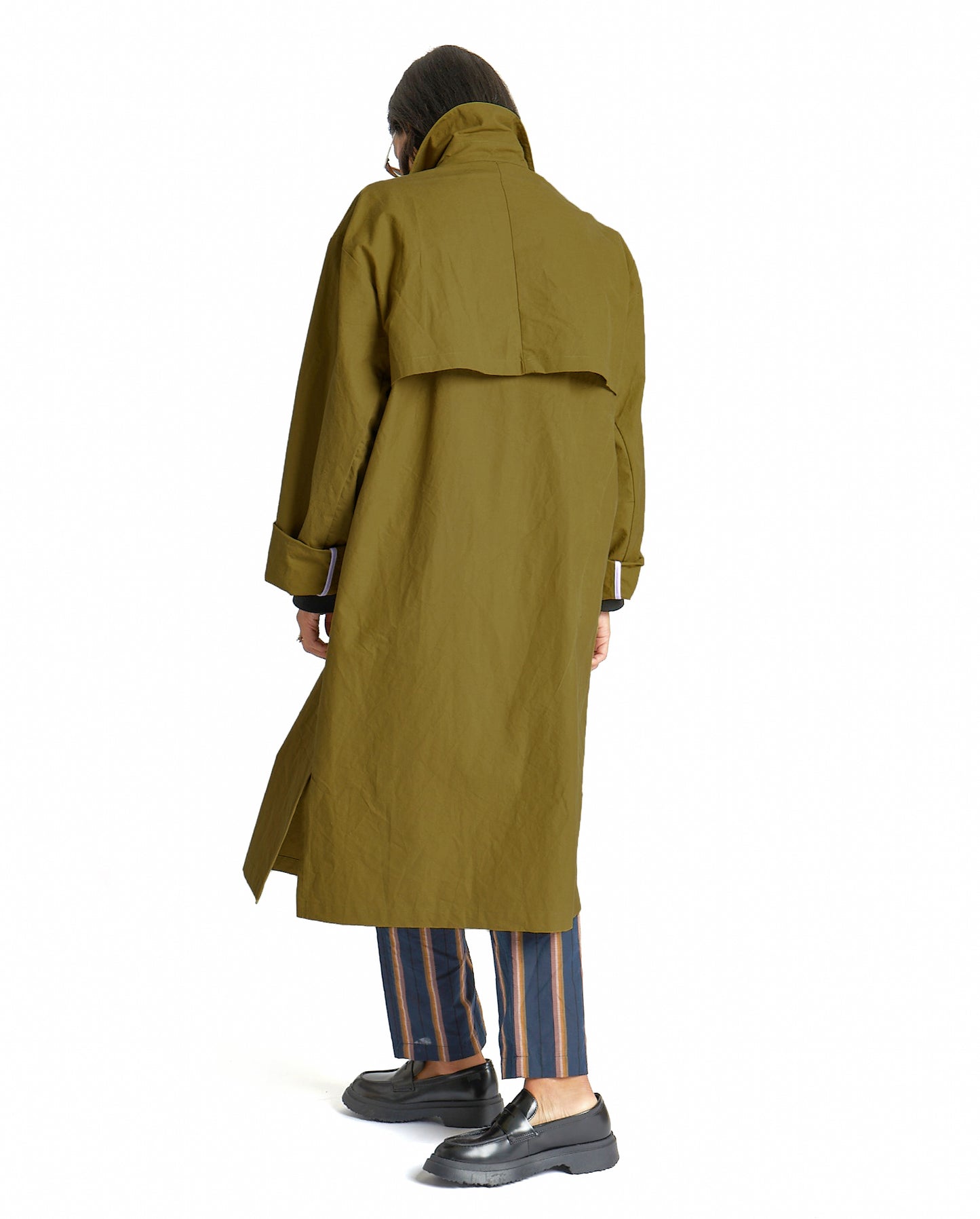 Tyfa Coat - Pea - Coated Cotton