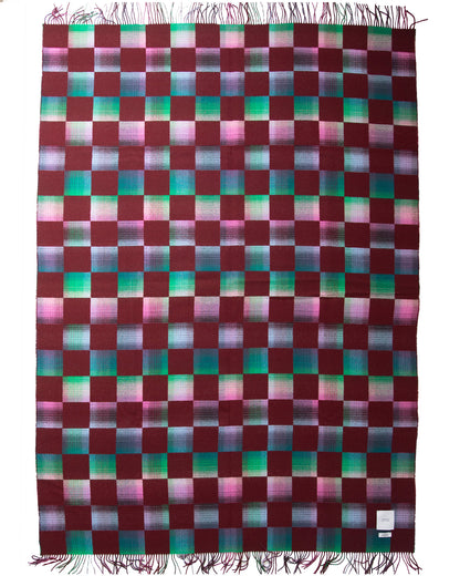 Ama Throw- Cherry - Check Wool