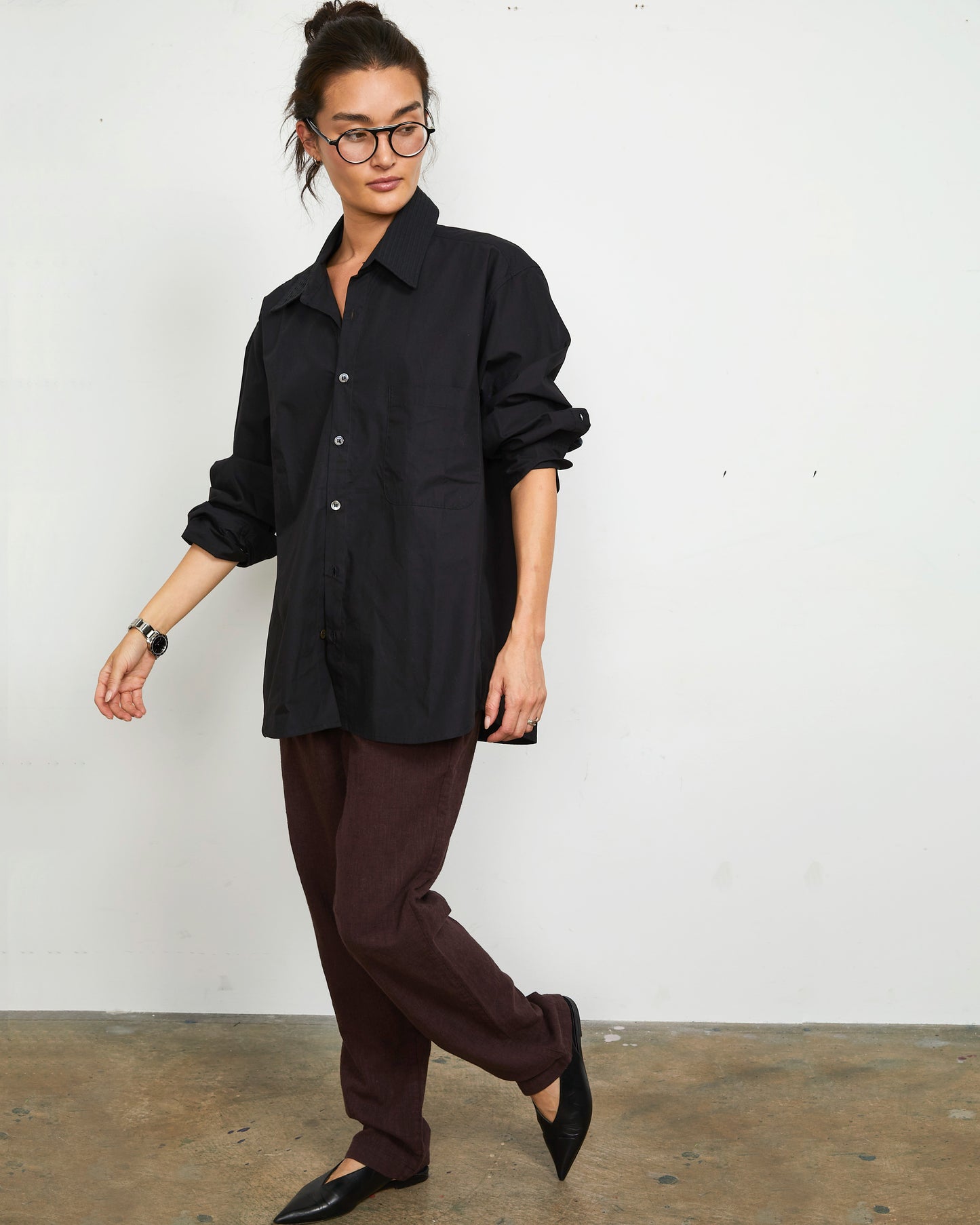 Ash Shirt - Black Pleat - Poplin