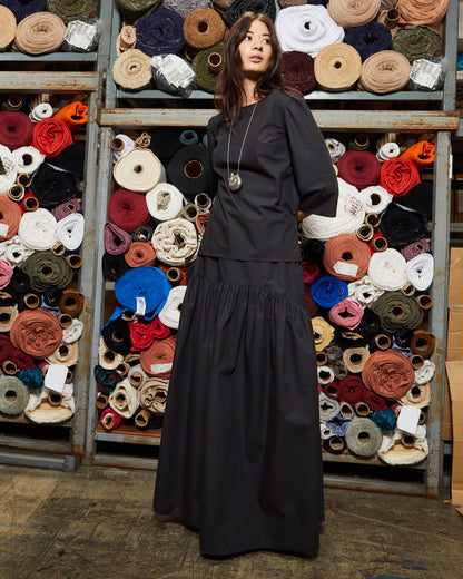 Talis Skirt - Black - Typewriter Poplin