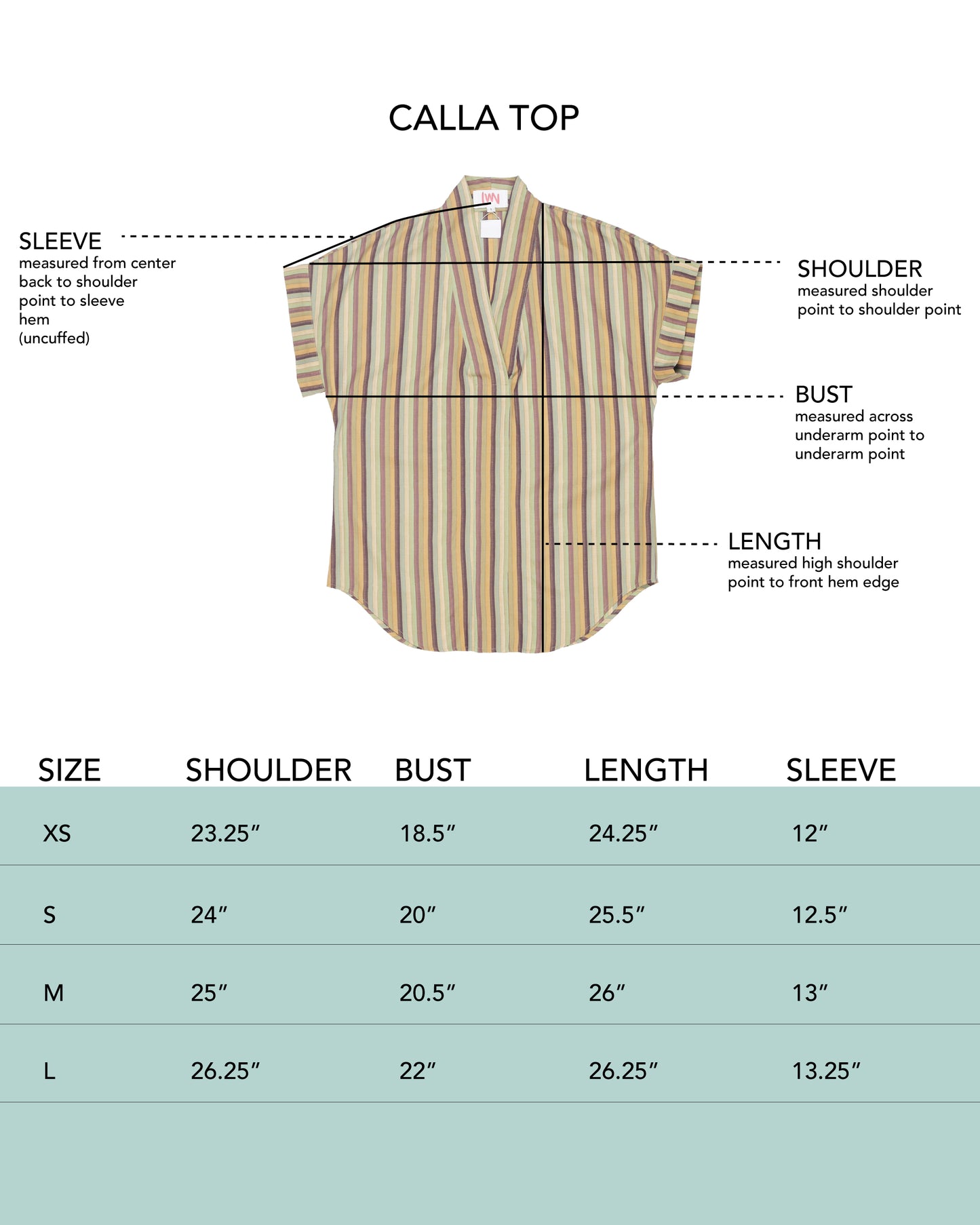 Calla Top - Lake - Shadow Stripe Silk