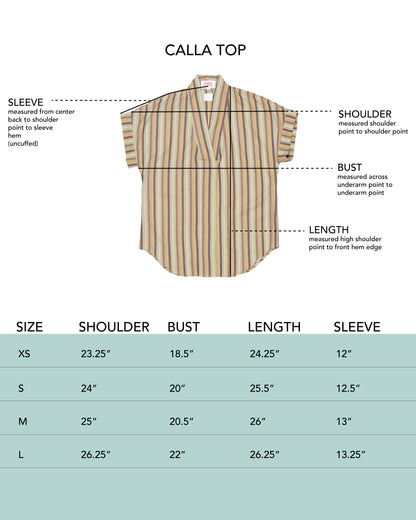 Calla Top - Lake - Shadow Stripe Silk