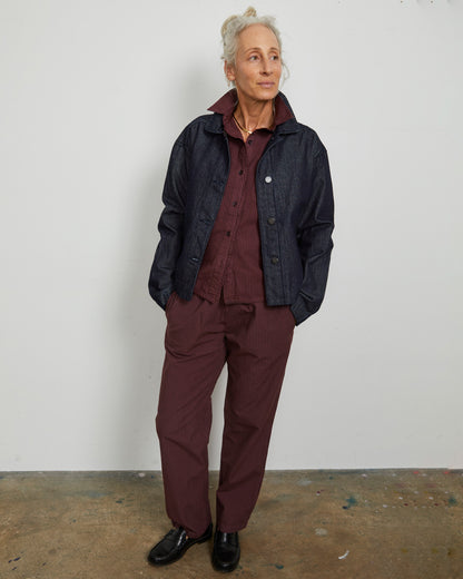 Strausii Pant - Mulberry - Pencil Stripe