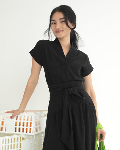 Calla Top - Black - Dobby