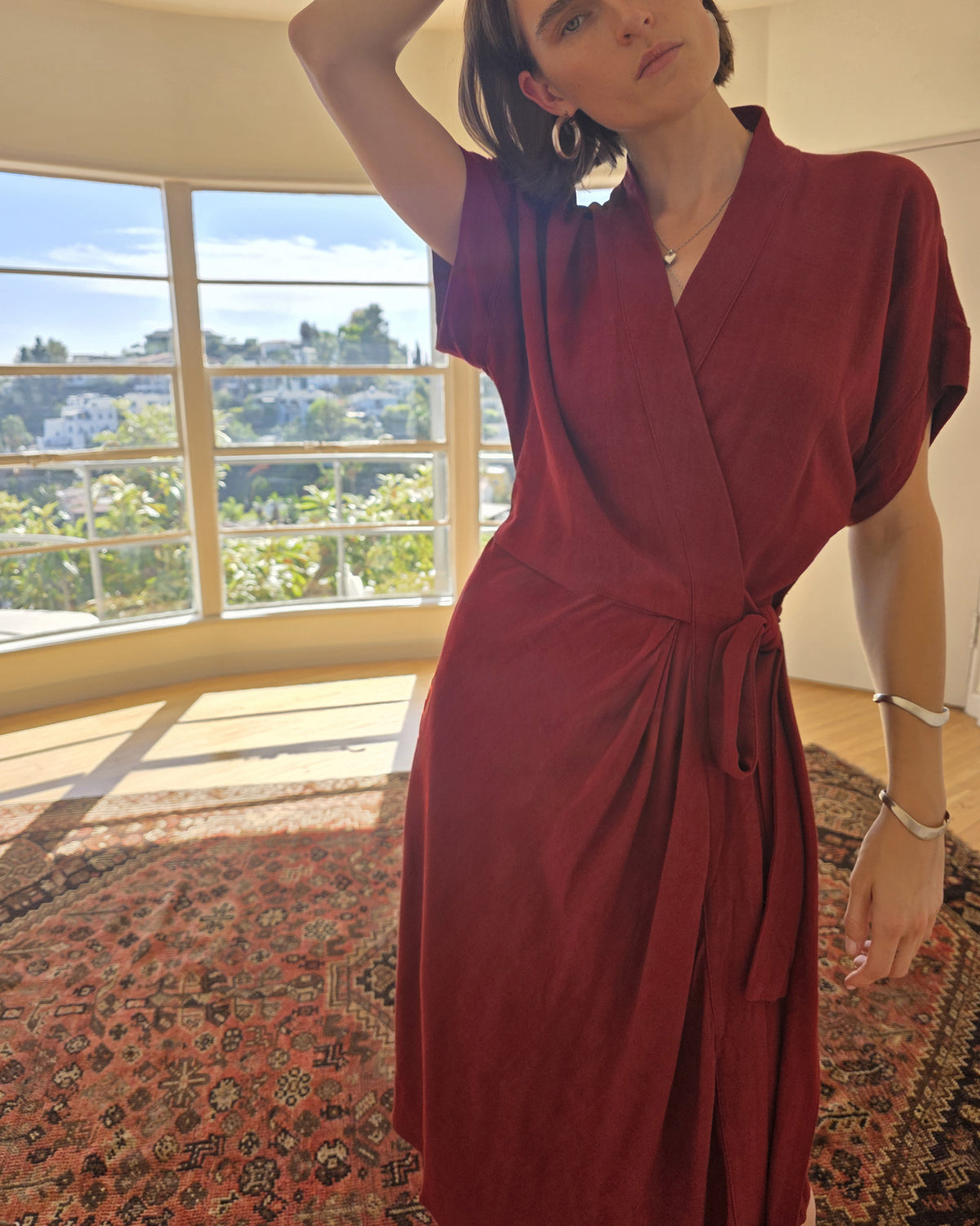 Calla Wrap Dress - Sumac - Drapey Linen