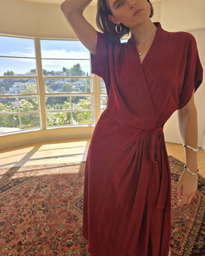 Calla Wrap Dress - Sumac - Drapey Linen
