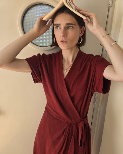 Calla Wrap Dress - Sumac - Drapey Linen